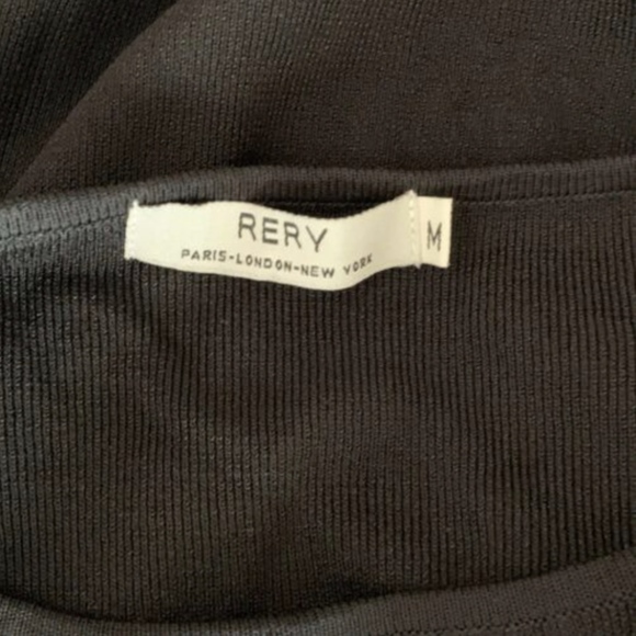 RERY Strappy Neck Rib Knit Top Split Cuff Black - Picture 6 of 8